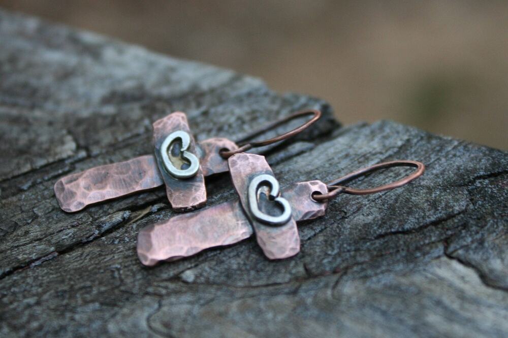 Copper Cross Earrings - Religious Jewelry